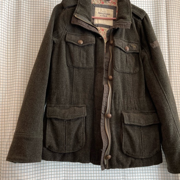 Abercrombie & Fitch Large Coat Floral Lined Heavy Jacket Coat - Picture 4 of 11